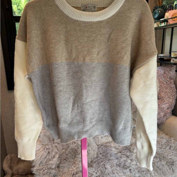 Poof Apparel Sweaters - Poof apparel Stylish Colorblock Crew Neck Sweater Small